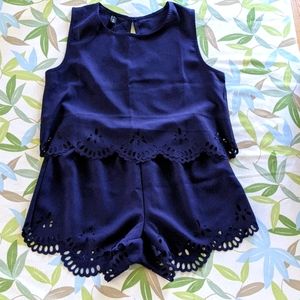 Two Piece Navy Tank top and short set Sz6